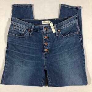 NEW Madewell Jeans Womens 32 9" Mid-Rise Skinny Crop AJ173 Button Fly NWT $138